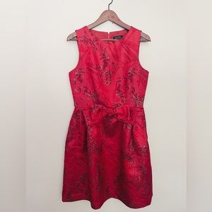 Tahari red jacquard cocktail dress